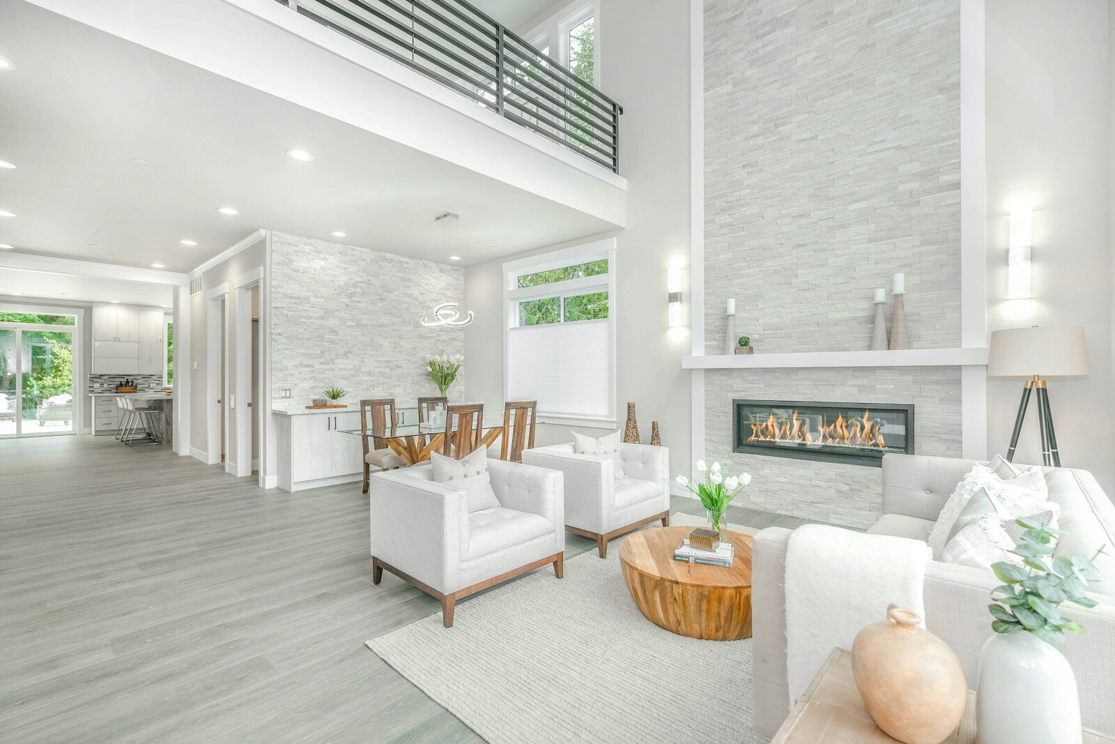 Interior Renovations white and brown living room set